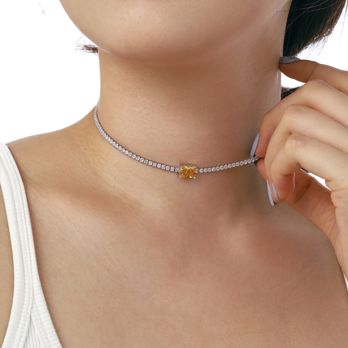 [Lumi Jewelry]2.0 carat Ornate Emerald Cut Necklace