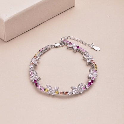 [Lumi Jewelry]Ornate Colorful Butterfly Shape Round Cut Daily Bracelet
