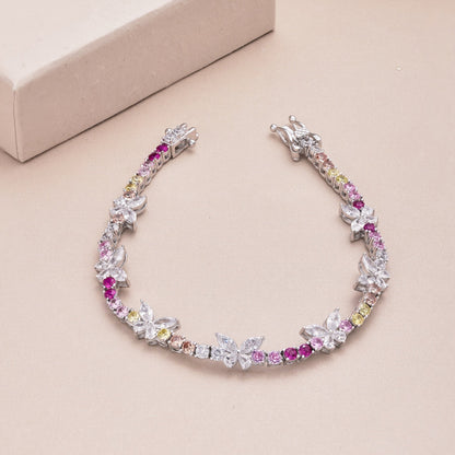 [Lumi Jewelry]Ornate Colorful Butterfly Shape Round Cut Daily Bracelet