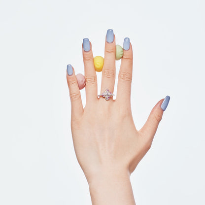 [Lumi Jewelry]Luxurious Colorful Flower Shape Banquet Ring
