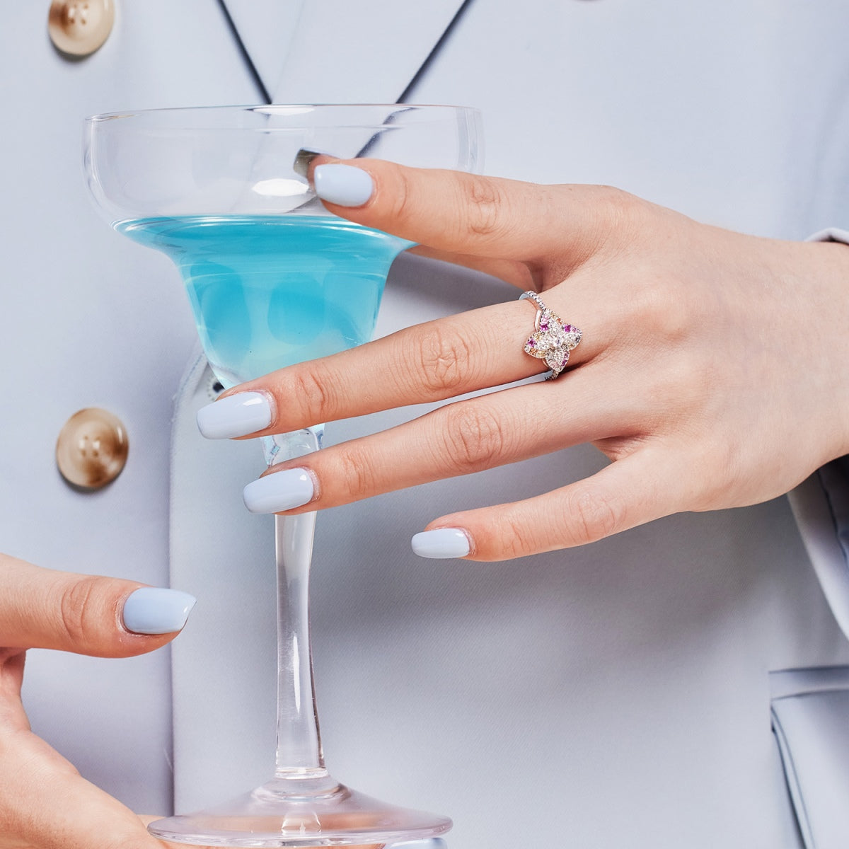 [Lumi Jewelry]Luxurious Colorful Flower Shape Banquet Ring