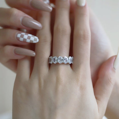 [Lumi Jewelry]Dainty Elongated Cushion Cut Tennis Ring