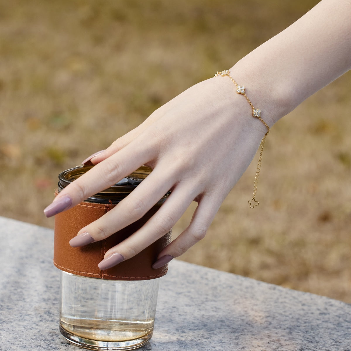 [Lumi Jewelry]Four-Leaf Clover Hollow Butterfly Bracelet