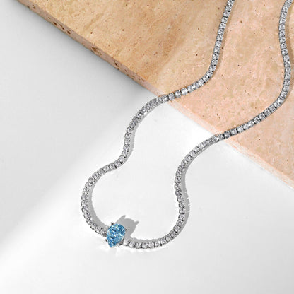 [Lumi Jewelry]1.0 carat Unique Pear Cut Tennis Necklace