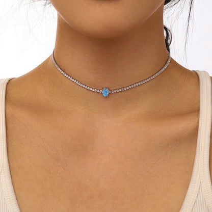 [Lumi Jewelry]1.0 carat Unique Pear Cut Tennis Necklace