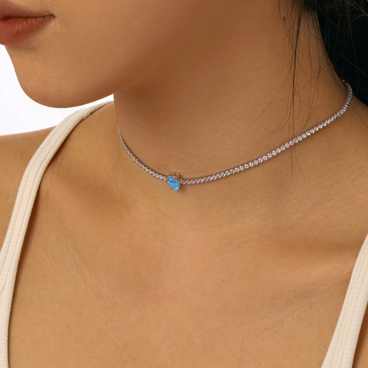 [Lumi Jewelry]1.0 carat Unique Pear Cut Tennis Necklace