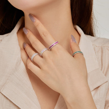 [Lumi Jewelry]Delicate Colorful Round Cut Daily Ring