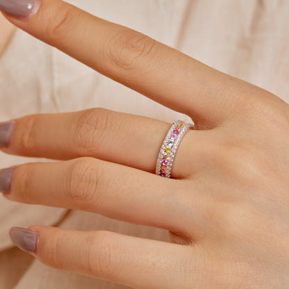 [Lumi Jewelry]Delicate Colorful Round Cut Daily Ring