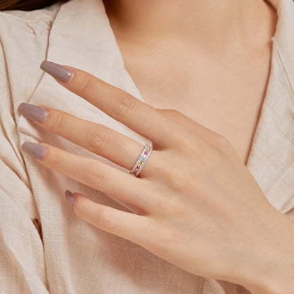 [Lumi Jewelry]Delicate Colorful Round Cut Daily Ring