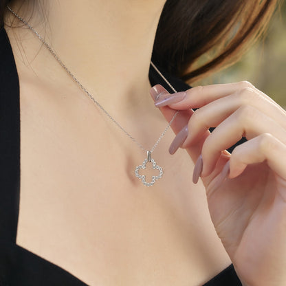 [Lumi Jewelry]Four-Leaf Clover Hollow Design Exquisite Necklace