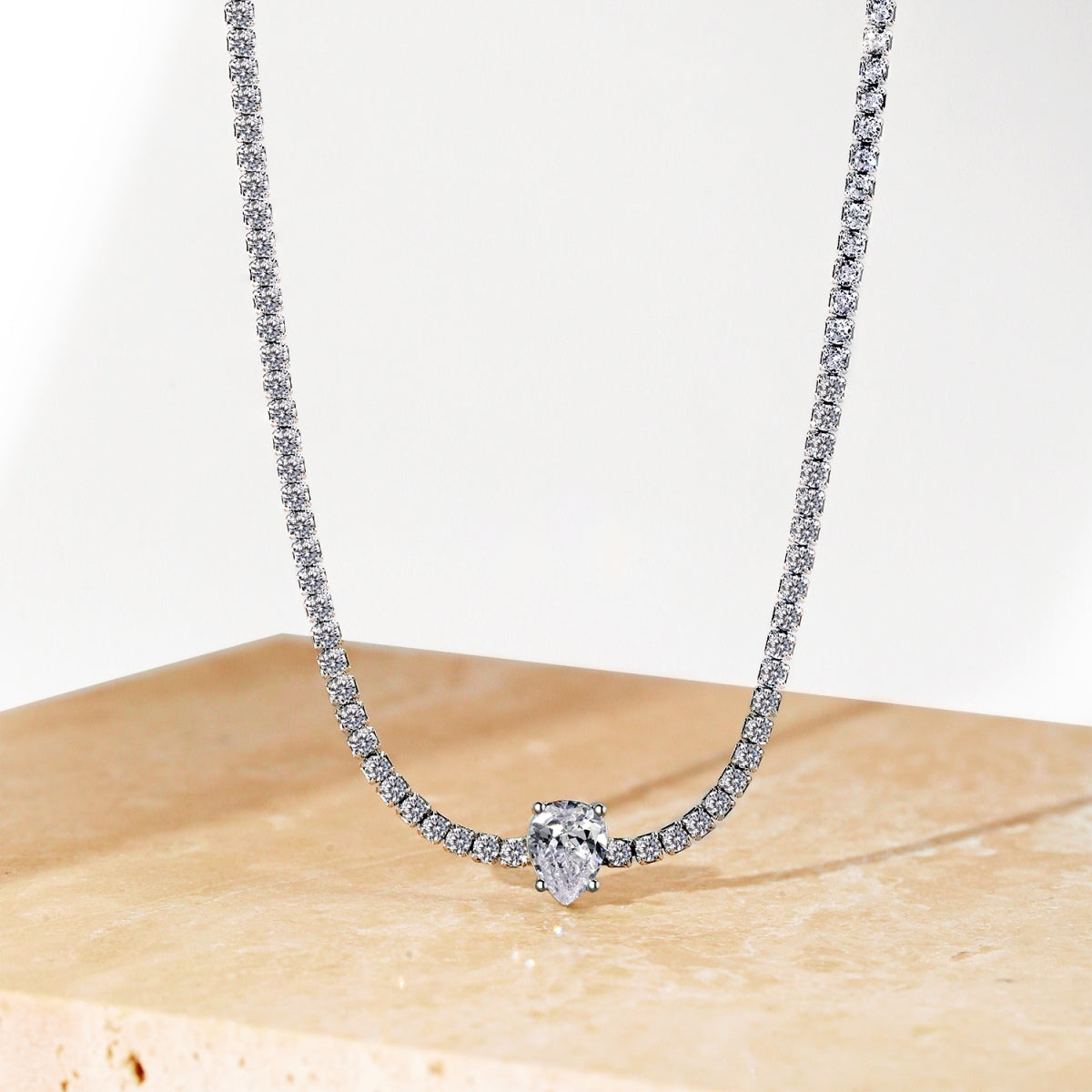 [Lumi Jewelry]1.0 carat Unique Pear Cut Tennis Necklace