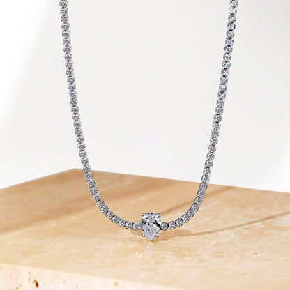 [Lumi Jewelry]1.0 carat Unique Pear Cut Tennis Necklace