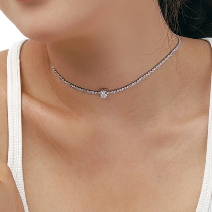 [Lumi Jewelry]1.0 carat Unique Pear Cut Tennis Necklace