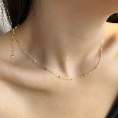 [Lumi Jewelry]Small Bead Clavicle Chain Simple Necklace
