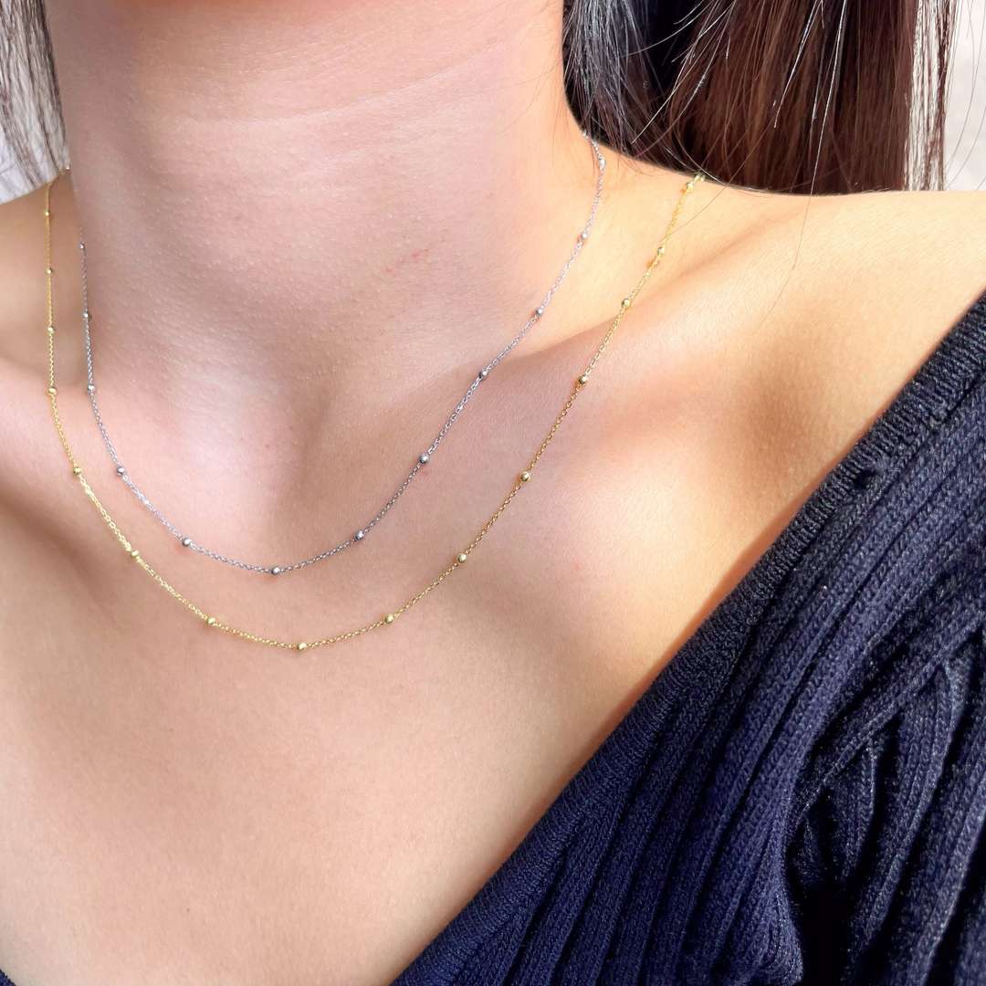 [Lumi Jewelry]Small Bead Clavicle Chain Simple Necklace