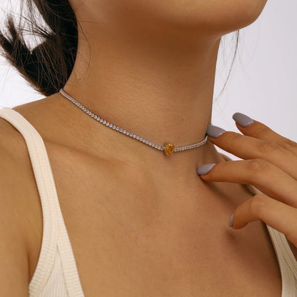 [Lumi Jewelry]1.0 carat Unique Pear Cut Tennis Necklace