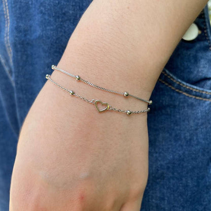[Lumi Jewelry]Dainty Double Layer Love Heart Bracelet