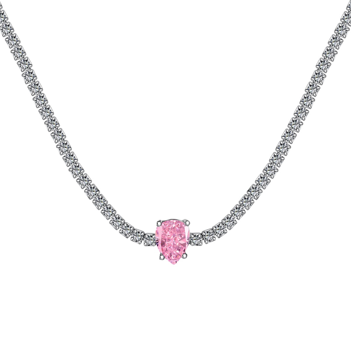 [Lumi Jewelry]1.0 carat Unique Pear Cut Tennis Necklace