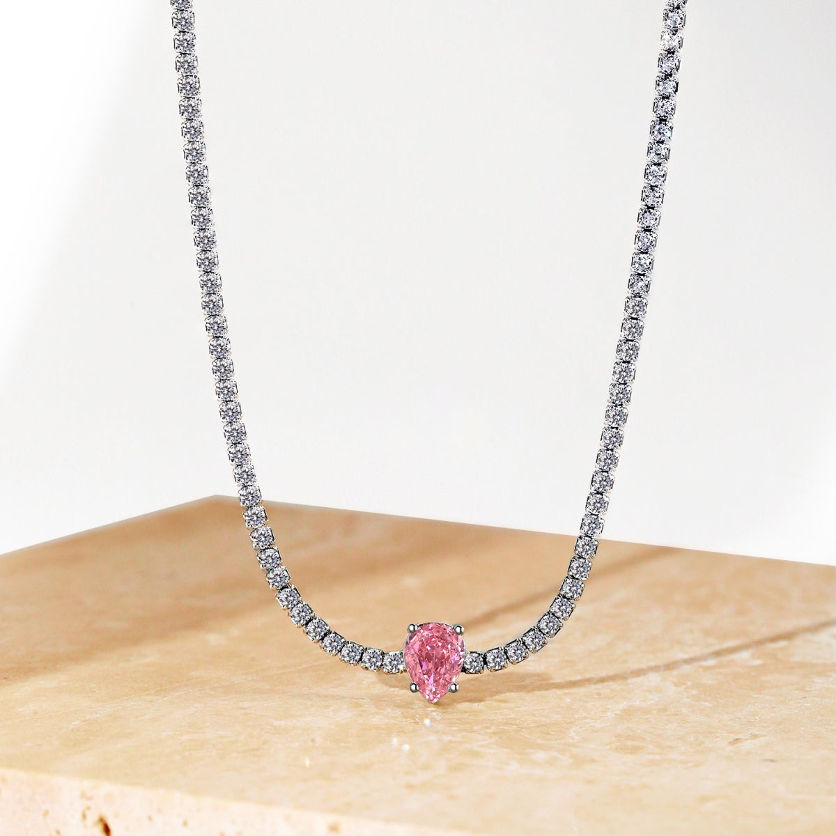 [Lumi Jewelry]1.0 carat Unique Pear Cut Tennis Necklace