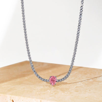 [Lumi Jewelry]1.0 carat Unique Pear Cut Tennis Necklace