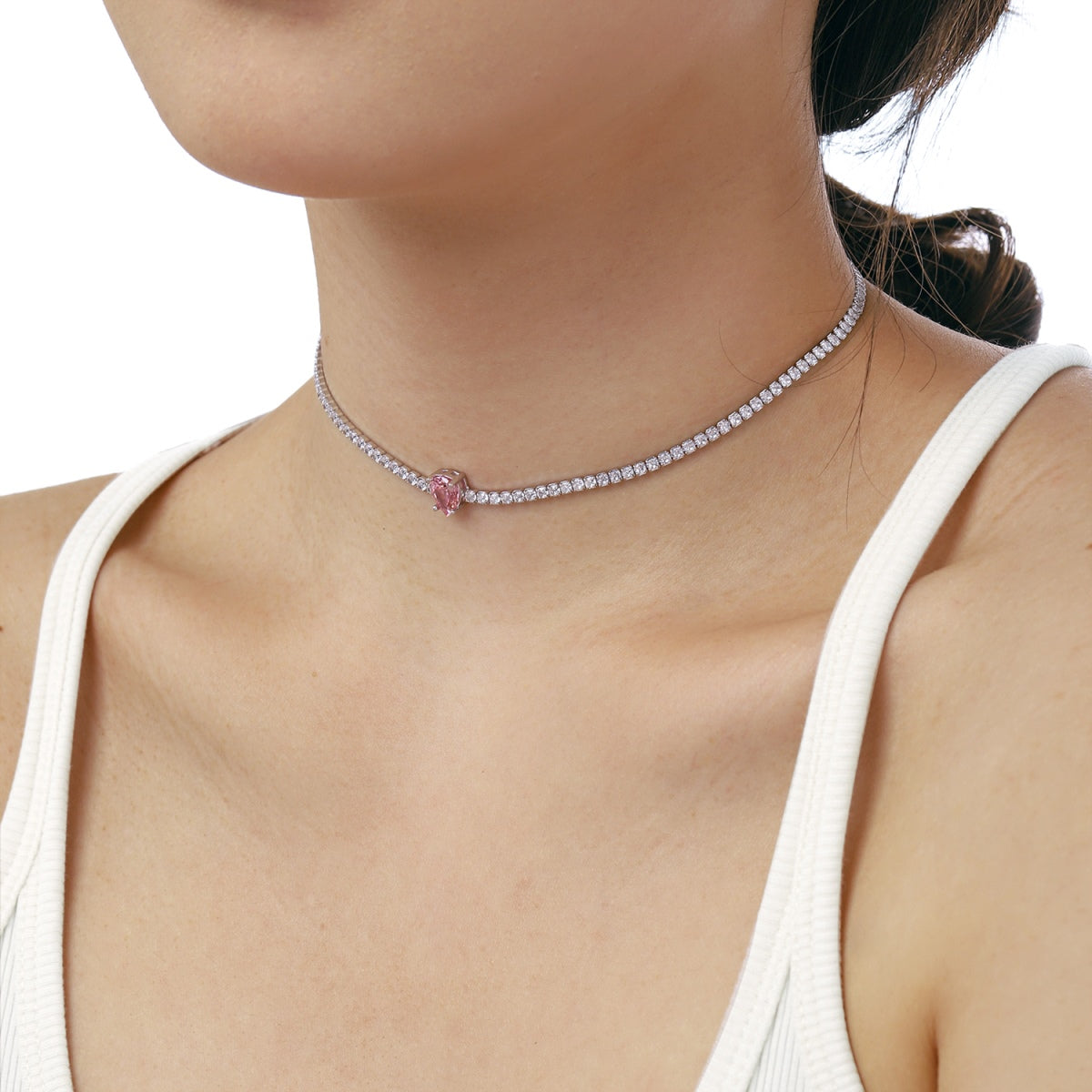 [Lumi Jewelry]1.0 carat Unique Pear Cut Tennis Necklace