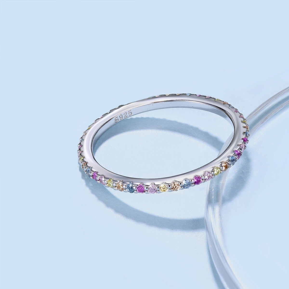 [Lumi Jewelry]Ornate Colorful Round Cut Tennis Ring