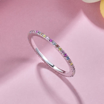[Lumi Jewelry]Ornate Colorful Round Cut Tennis Ring
