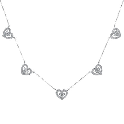 [Lumi Jewelry]Sparkling Five Heart Necklace