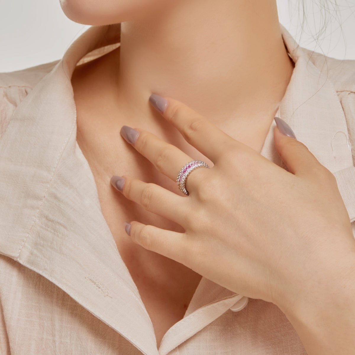[Lumi Jewelry]Ornate Colorful Radiant Cut Daily Ring