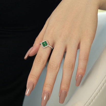 [Lumi Jewelry]Four Leaf Clover Flower Design Ring