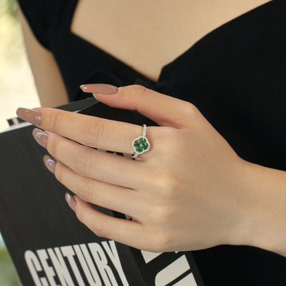 [Lumi Jewelry]Four Leaf Clover Flower Design Ring
