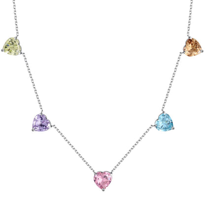[Lumi Jewelry]Sparkling Colorful Heart Cut Necklace
