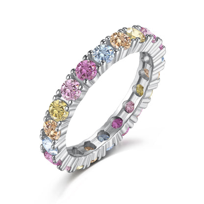 [Lumi Jewelry]Dazzling Lustrous Round Cut Tennis Ring