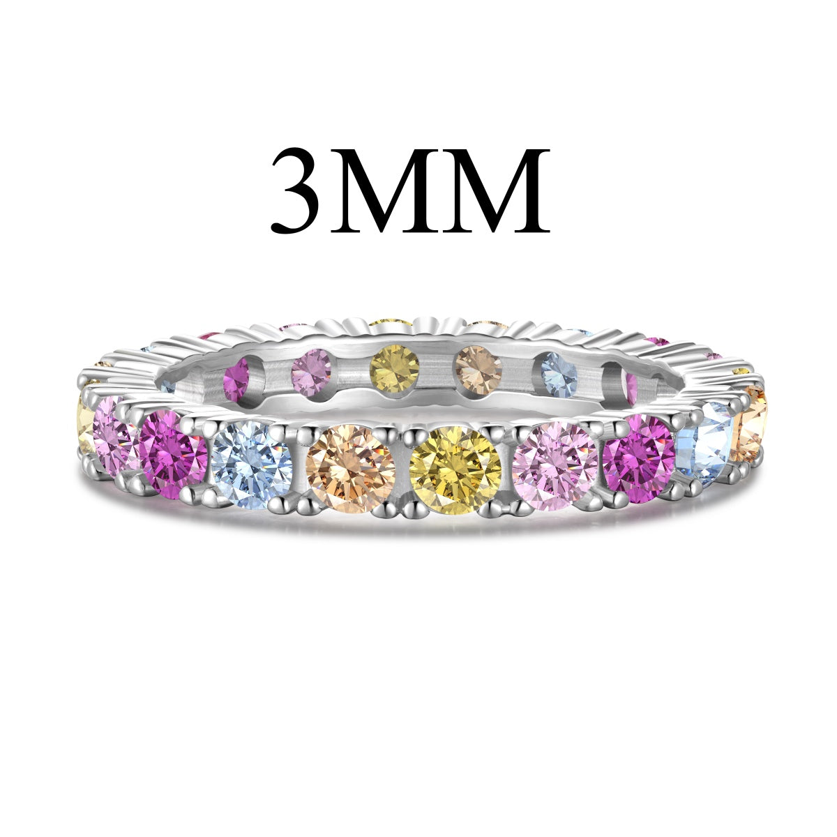 [Lumi Jewelry]Dazzling Lustrous Round Cut Tennis Ring
