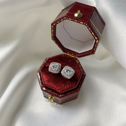 [Lumi Jewelry]Classic Round Center Stone Stud Earrings