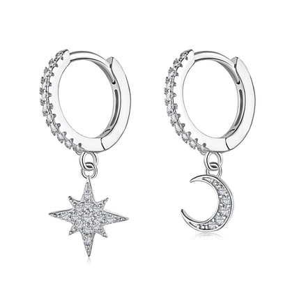[Lumi Jewelry]Star and Moon Asymmetric Earrings