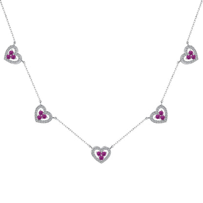 [Lumi Jewelry]Sparkling Five Heart Necklace