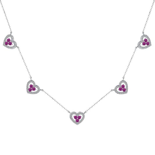 [Lumi Jewelry]Sparkling Five Heart Necklace