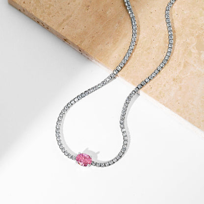 [Lumi Jewelry]1.0 Carat Shining Oval Cut Necklace