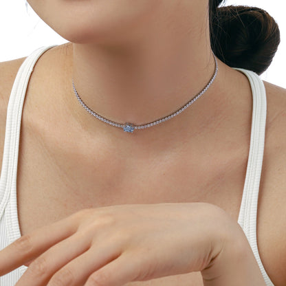 [Lumi Jewelry]1.0 Carat Shining Oval Cut Necklace