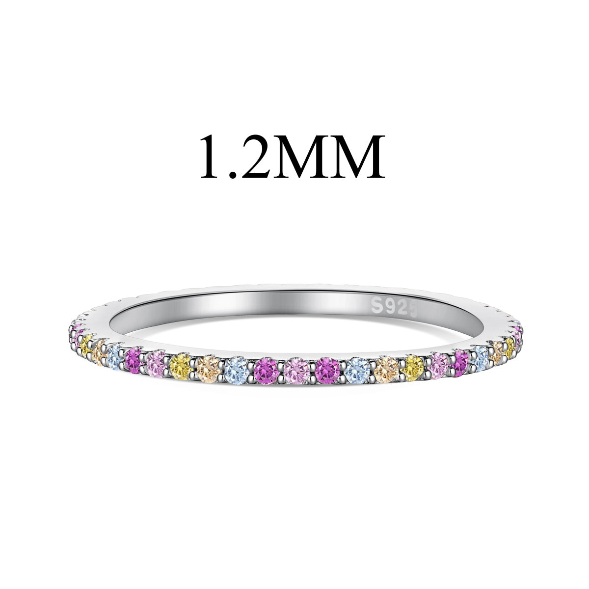 [Lumi Jewelry]Ornate Colorful Round Cut Tennis Ring