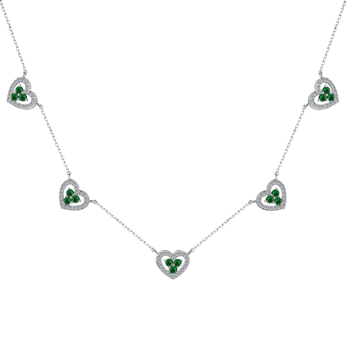 [Lumi Jewelry]Sparkling Five Heart Necklace