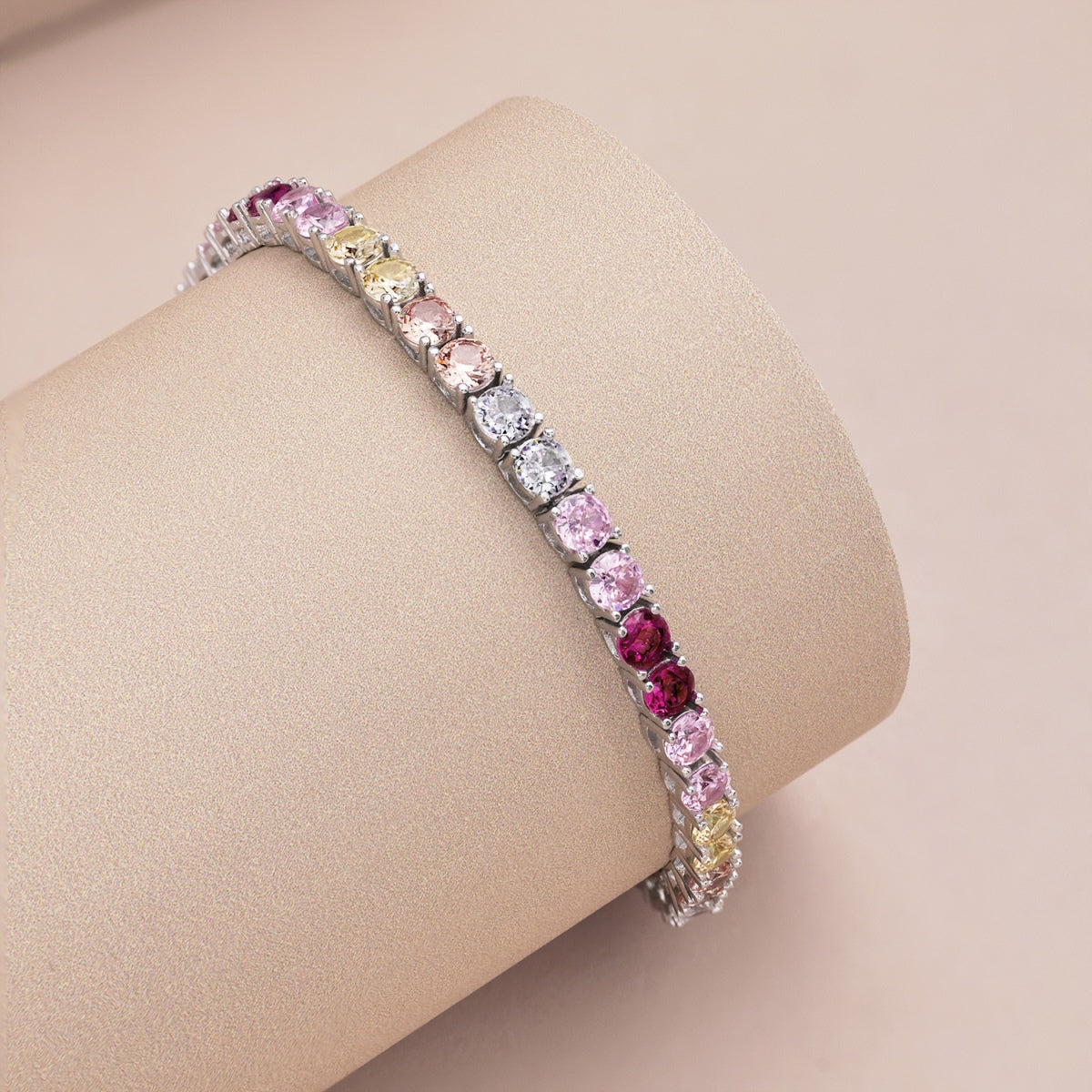 [Lumi Jewelry]Radiant Colorful Round Cut Tennis Bracelet