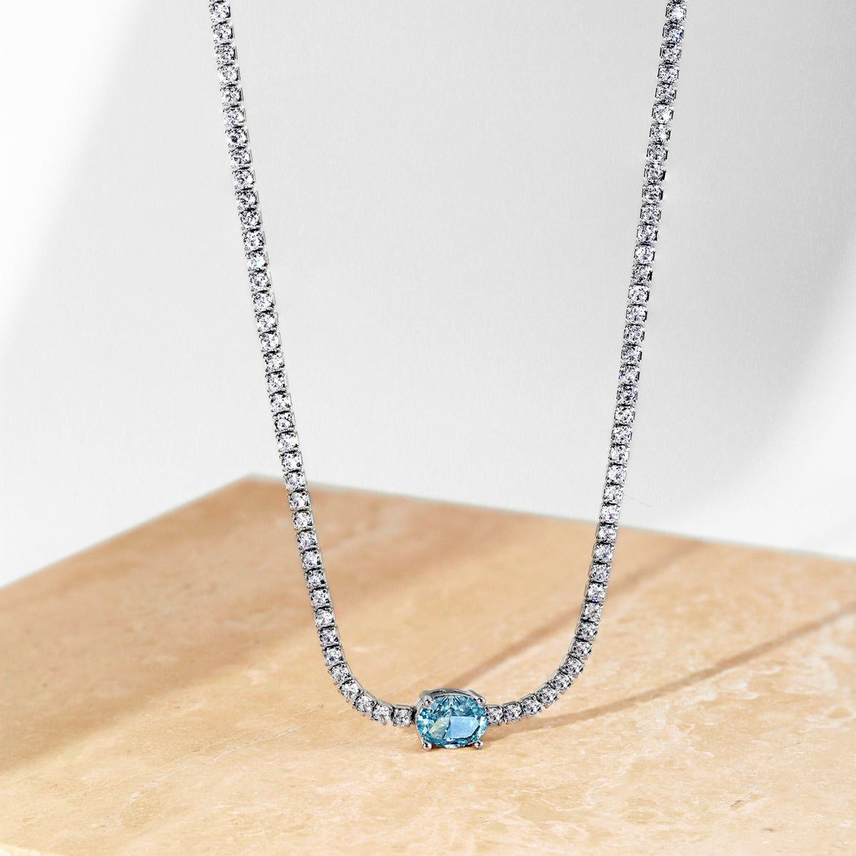 [Lumi Jewelry]1.0 Carat Shining Oval Cut Necklace