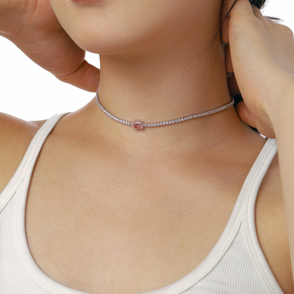 [Lumi Jewelry]1.0 Carat Shining Oval Cut Necklace