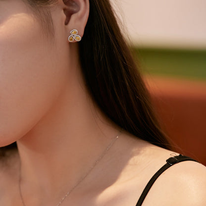 [Lumi Jewelry]Ornate Flower Shape Pear Cut Lover Earrings