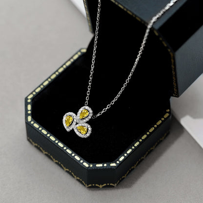 [Lumi Jewelry]Elegant Flower Shape Pear Cut Necklace