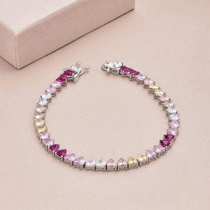 [Lumi Jewelry]Luxurious Colorful Romantic Heart Shape Lover Bracelet