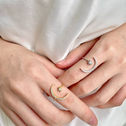 [Lumi Jewelry]Eternity Moon & Star Ring