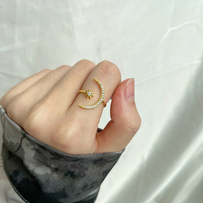 [Lumi Jewelry]Eternity Moon & Star Ring